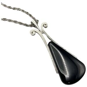 Vintage 1974‎ Avon Ebony Teardrop Statement Pendant Necklace